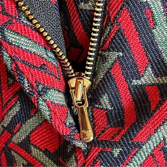 Louis Vuitton Red Multi Jacquard Logo Mid-Rise Straight Leg Pants SZ 40 Womens - Picture 8 of 16